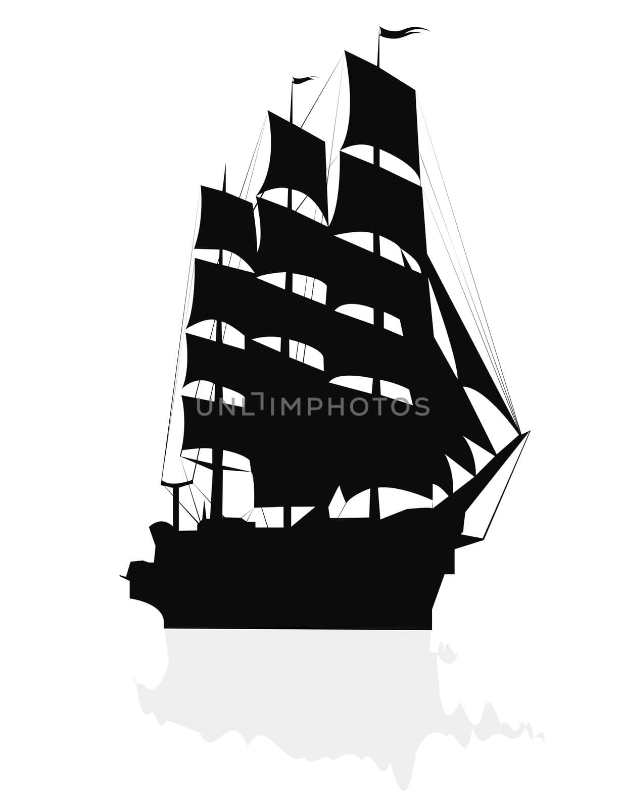 silhouette of a tall ship