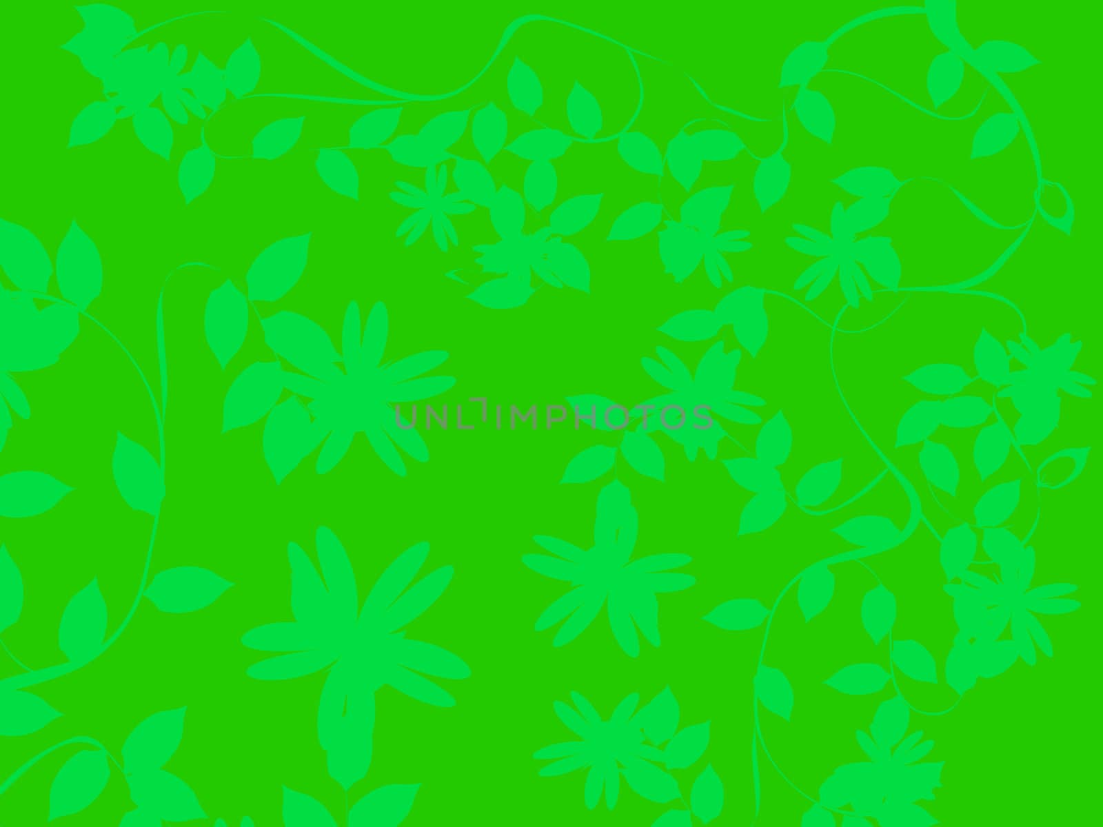 Green floral background in bright tones