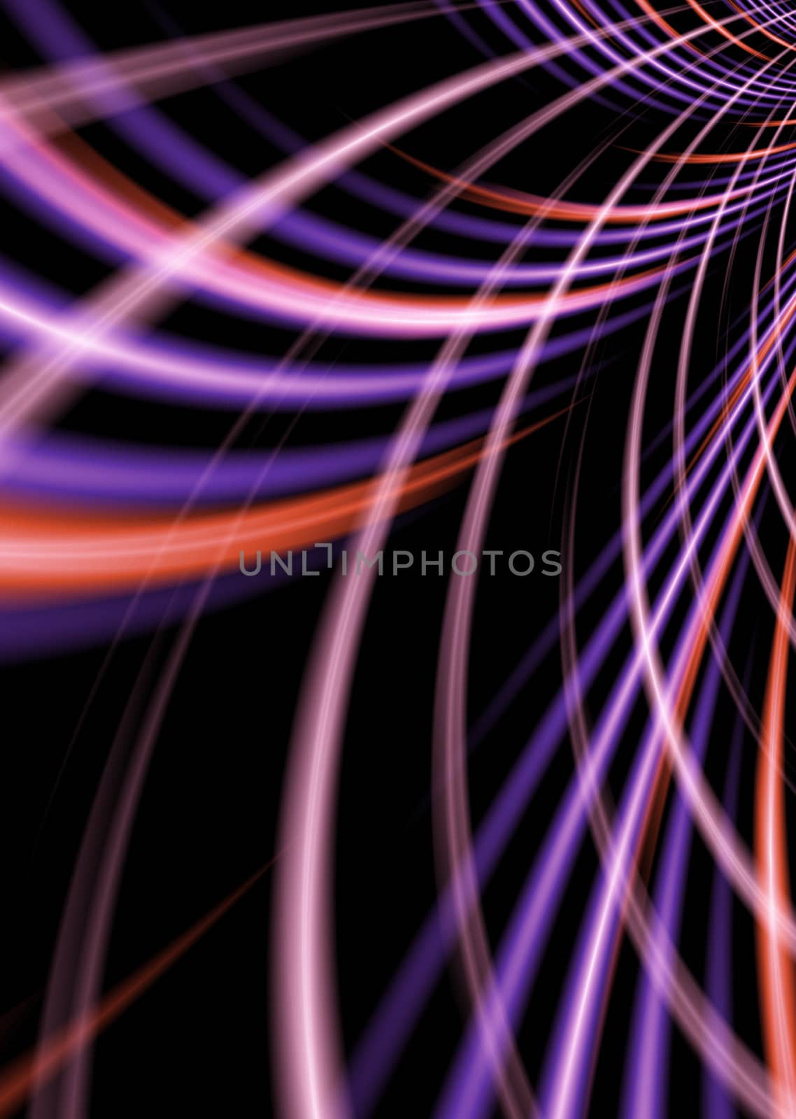 Neon abstract background with flowing lines in purple and red