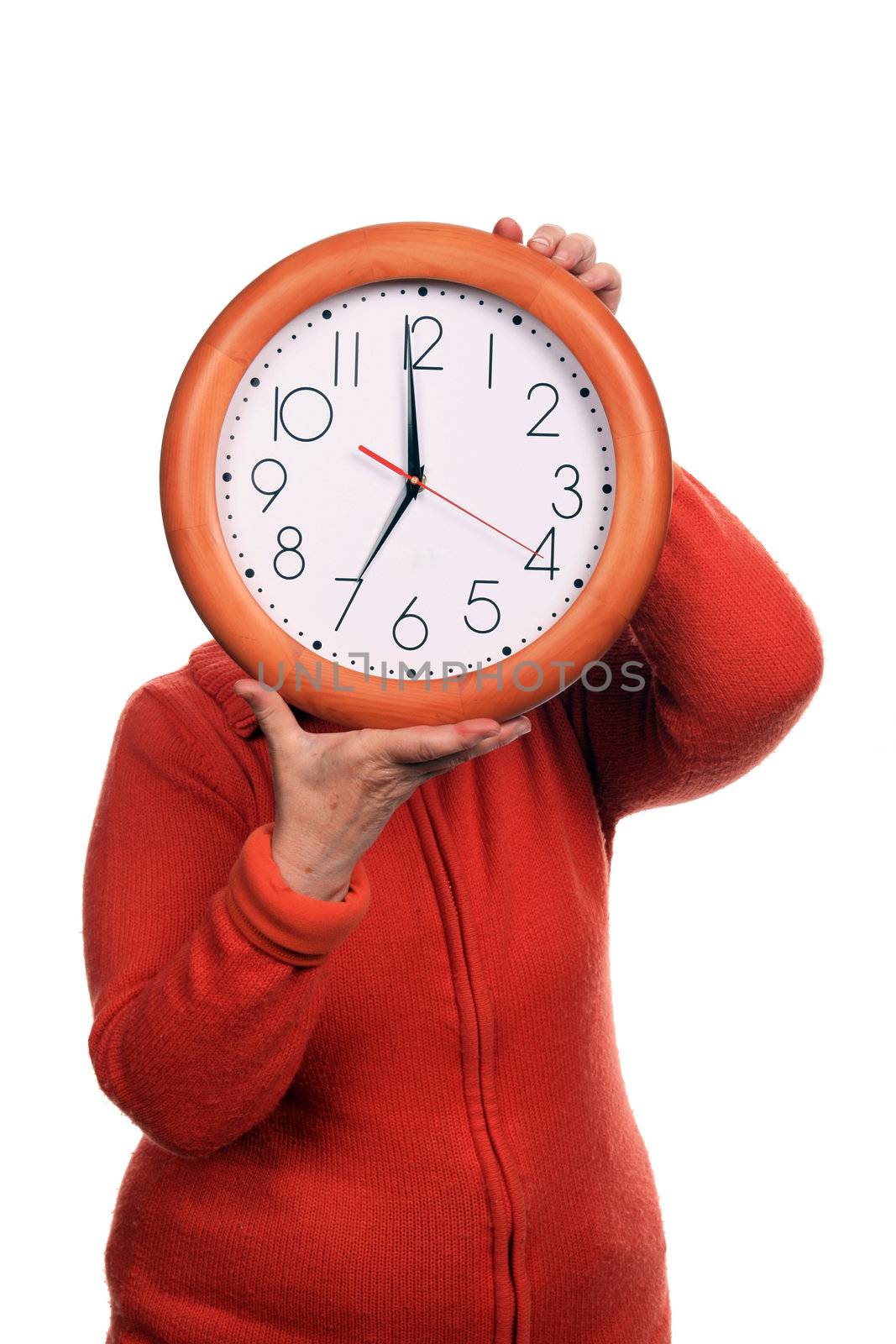 young business woman with clock