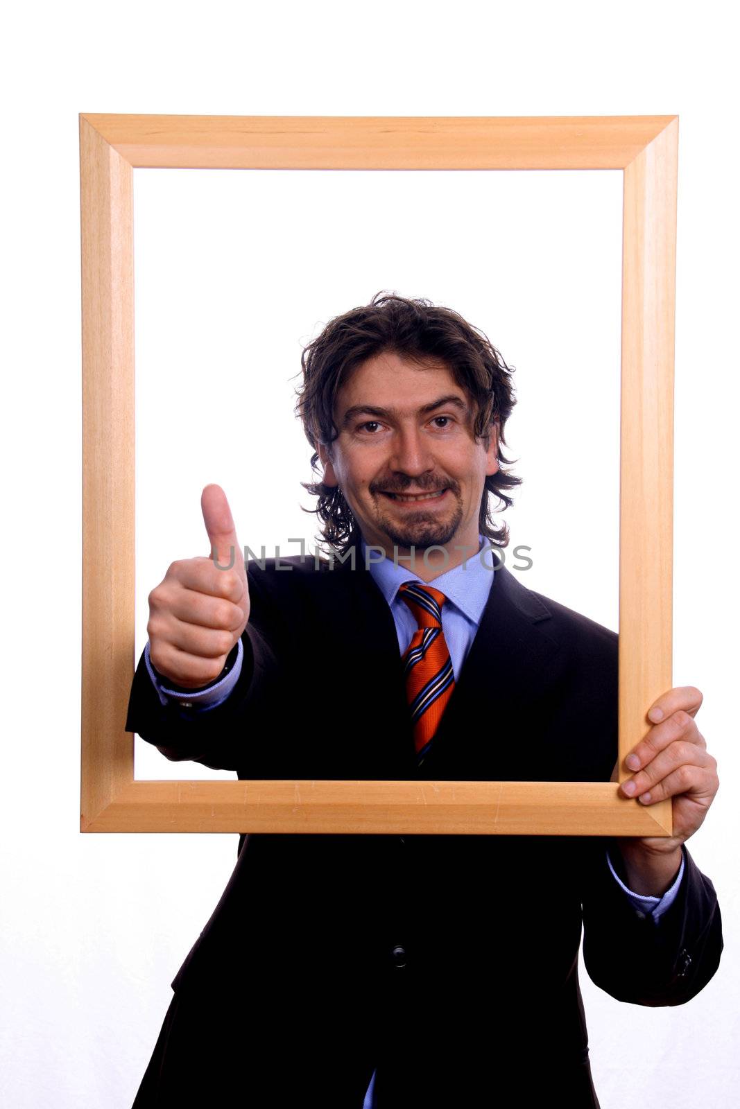 businessman over white studio background