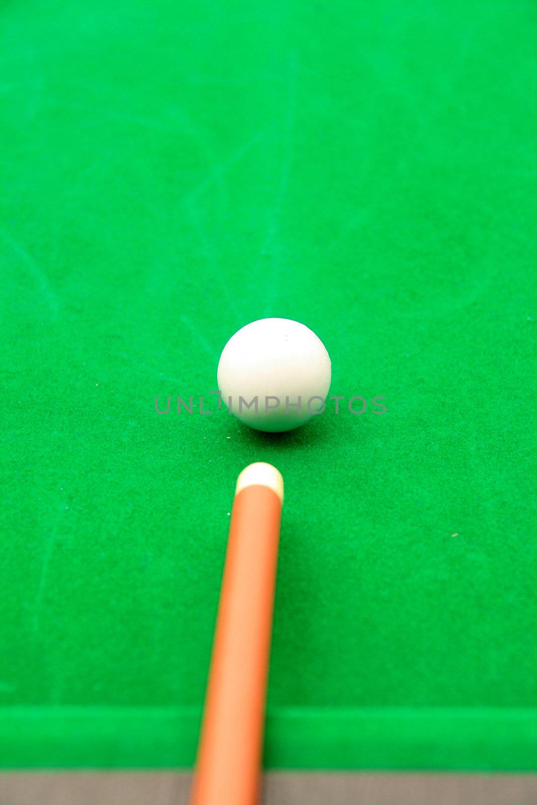 billiards field and balls in green table