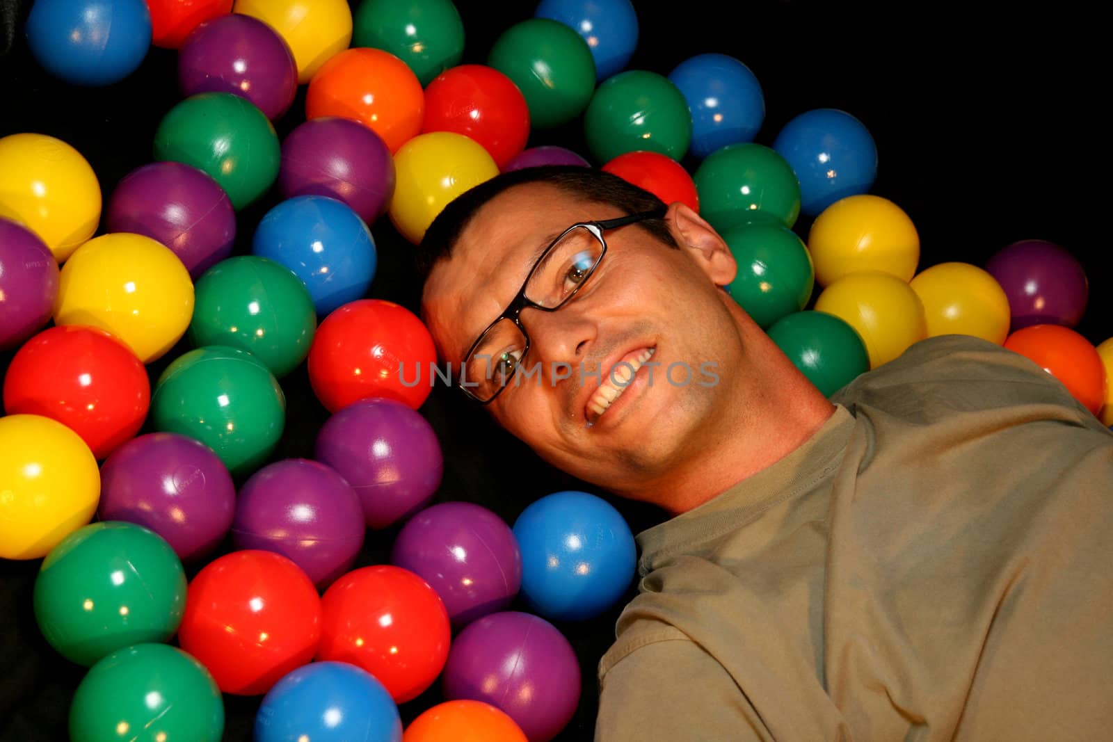 fashion session in studio with colour balls