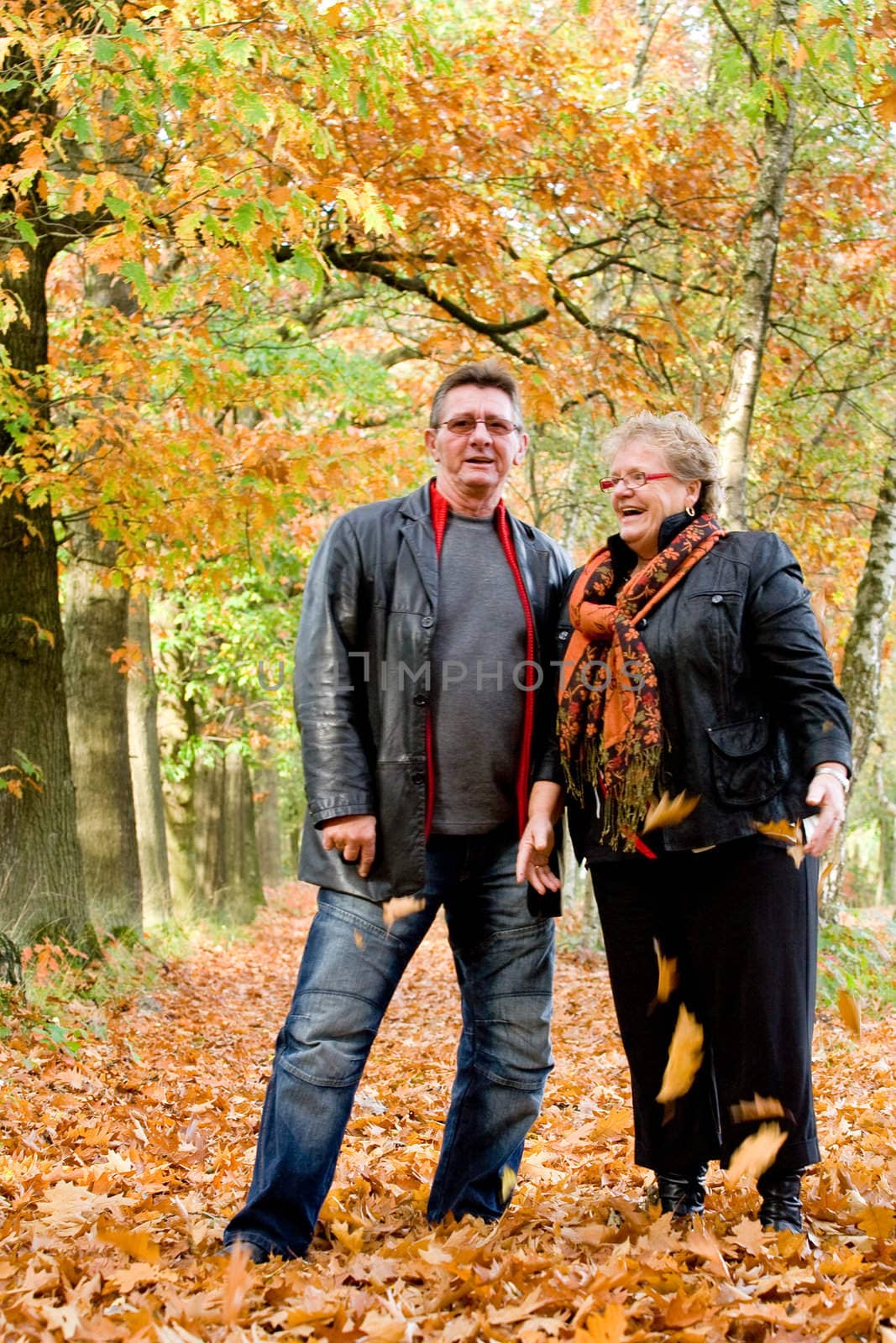 Happy older couple in the autumn by DNFStyle