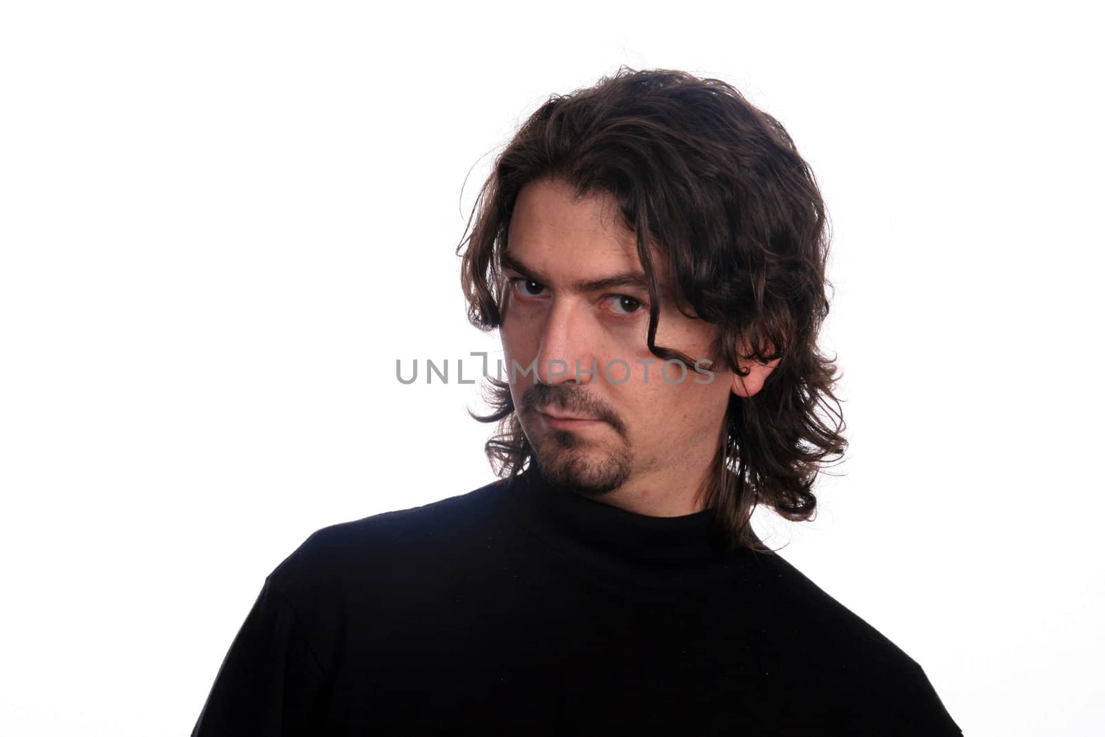 casual young man portrait over white background