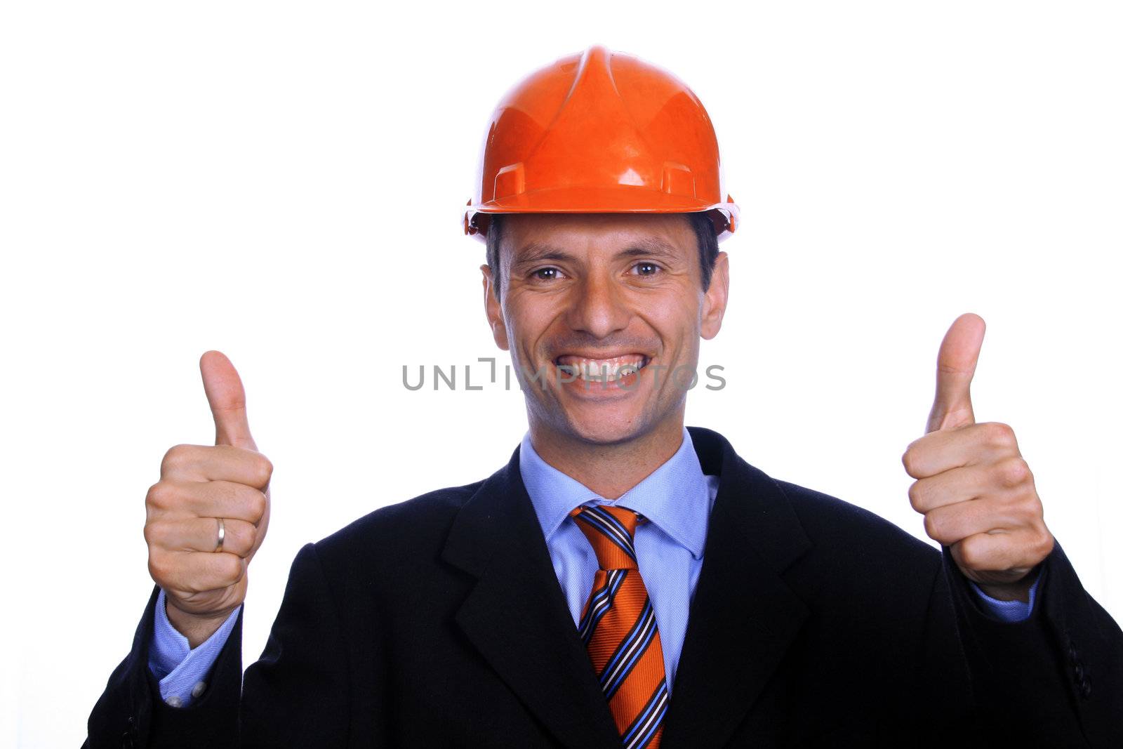 beautiful architect over white background