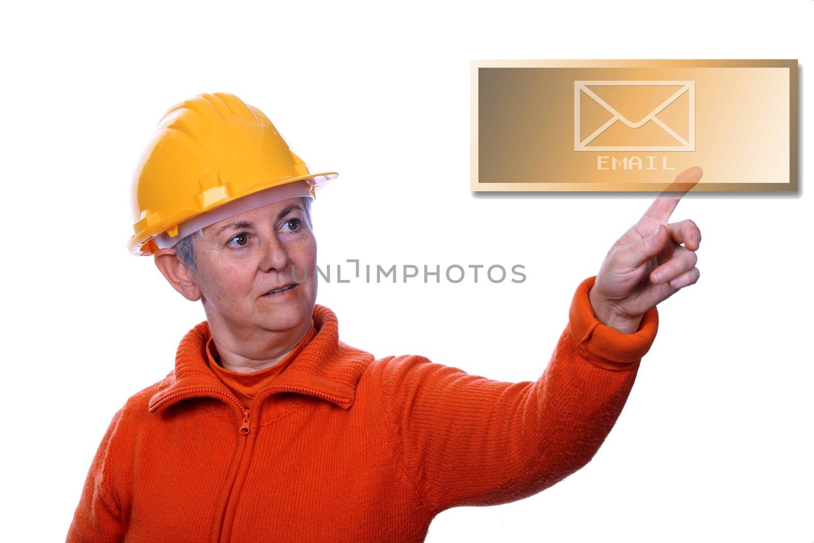 mature woman architect over white background