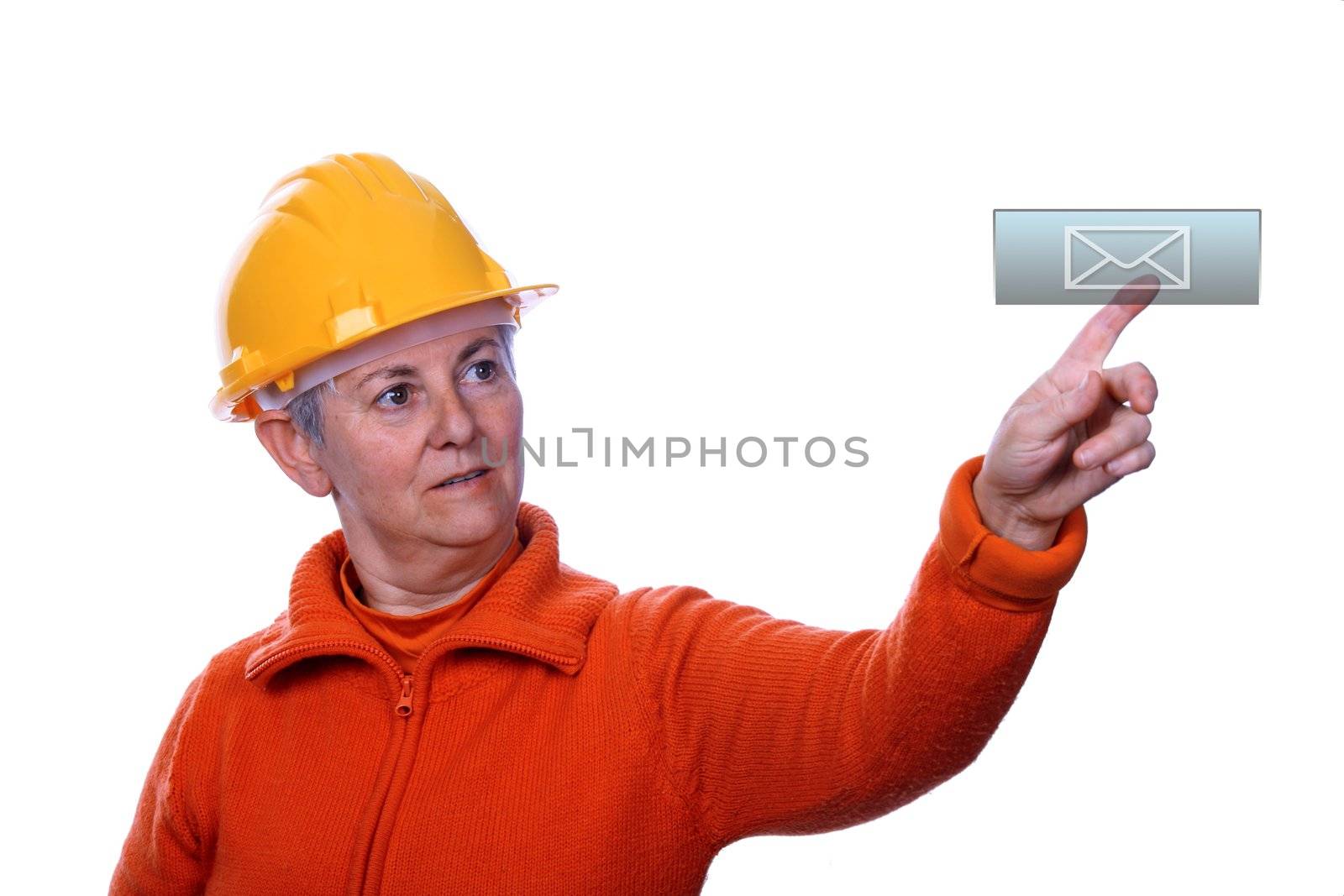 mature woman architect over white background