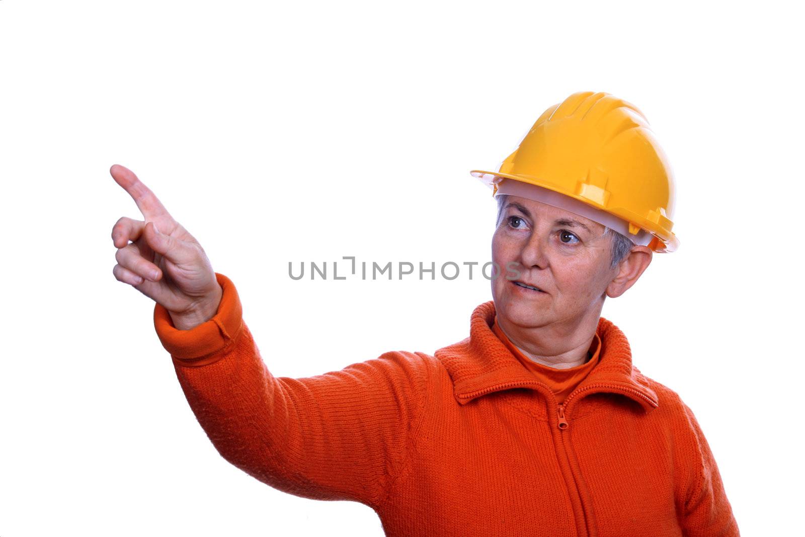 mature woman architect over white background
