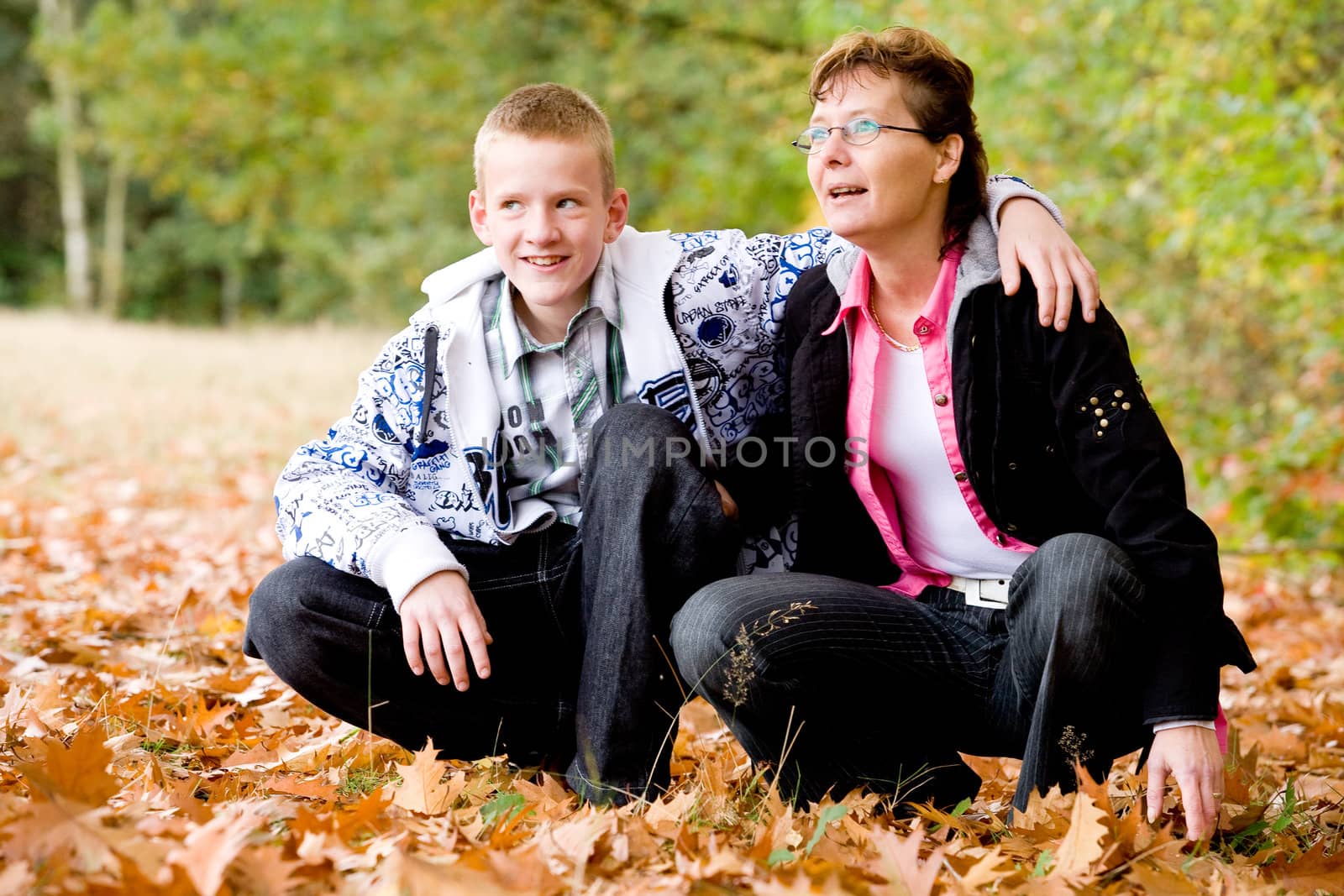 Mother and son in the autumn by DNFStyle