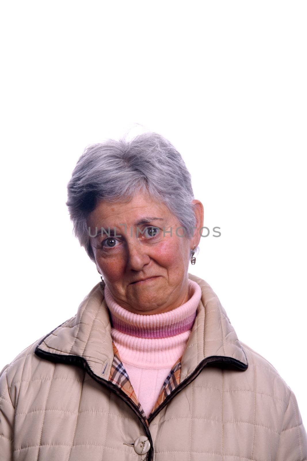 mature woman over white background