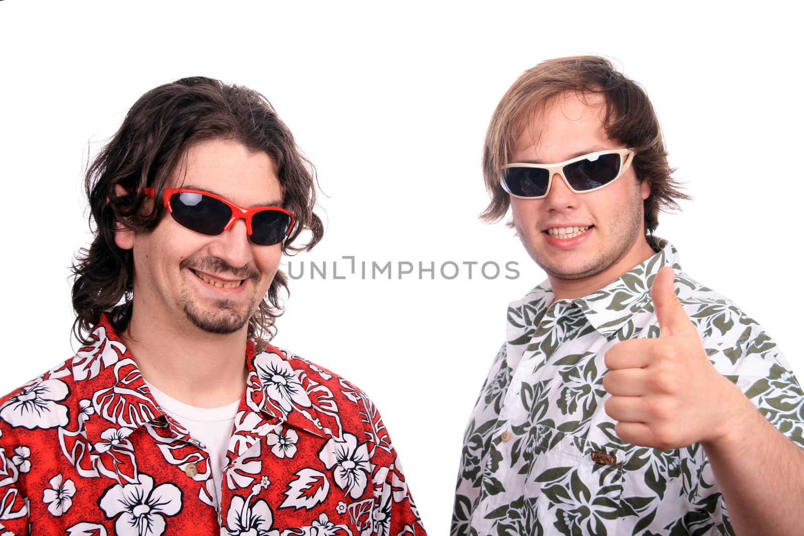 tourist man over white background looking