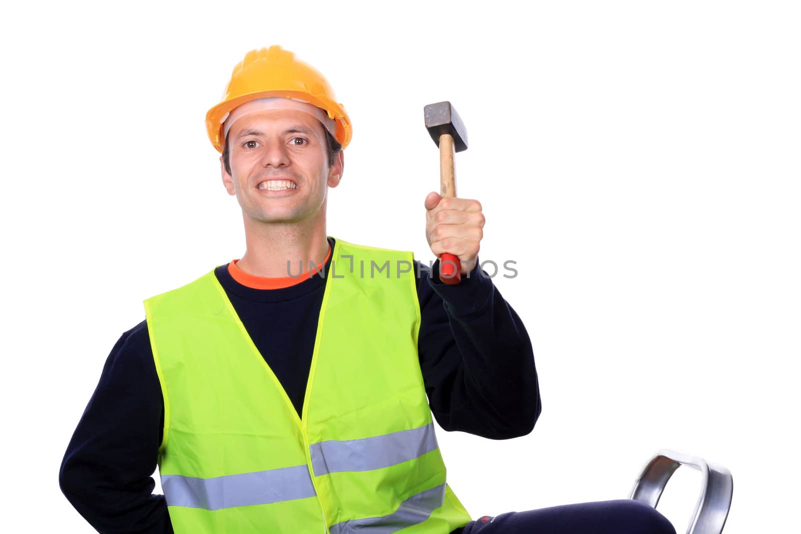 Portrait of a worker, isolated on white background