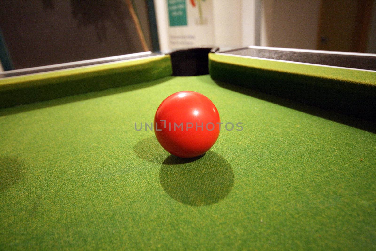 billiards field and balls in green table
