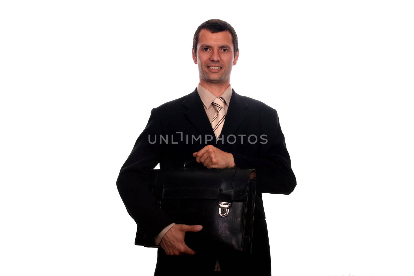 businessman over white studio background
