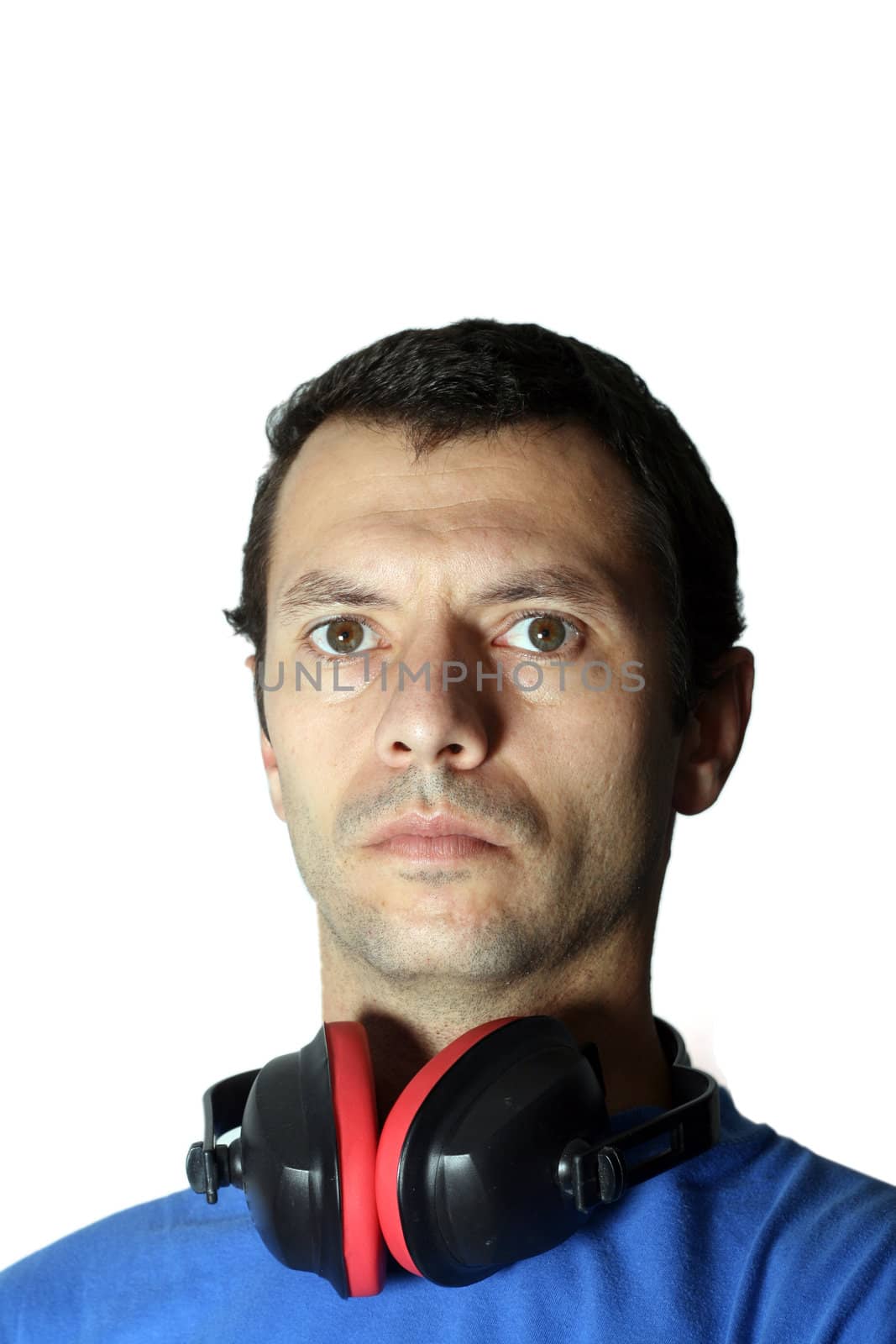 Portrait of a worker, isolated on white background