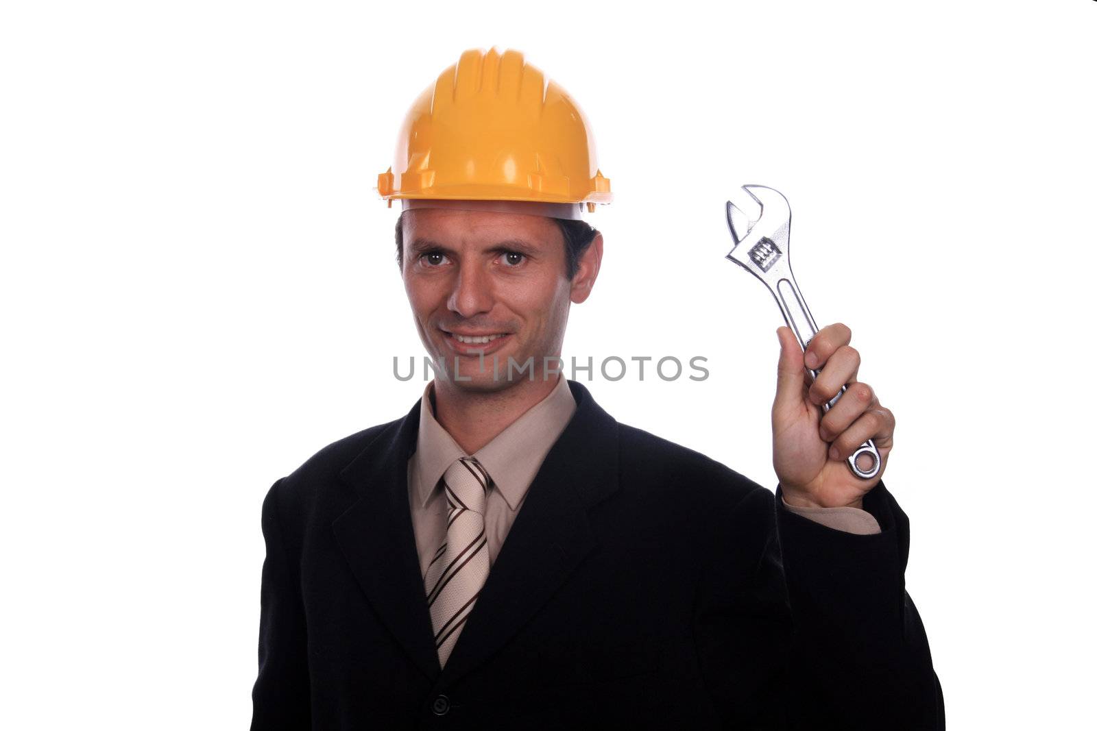 beautiful architect over white background