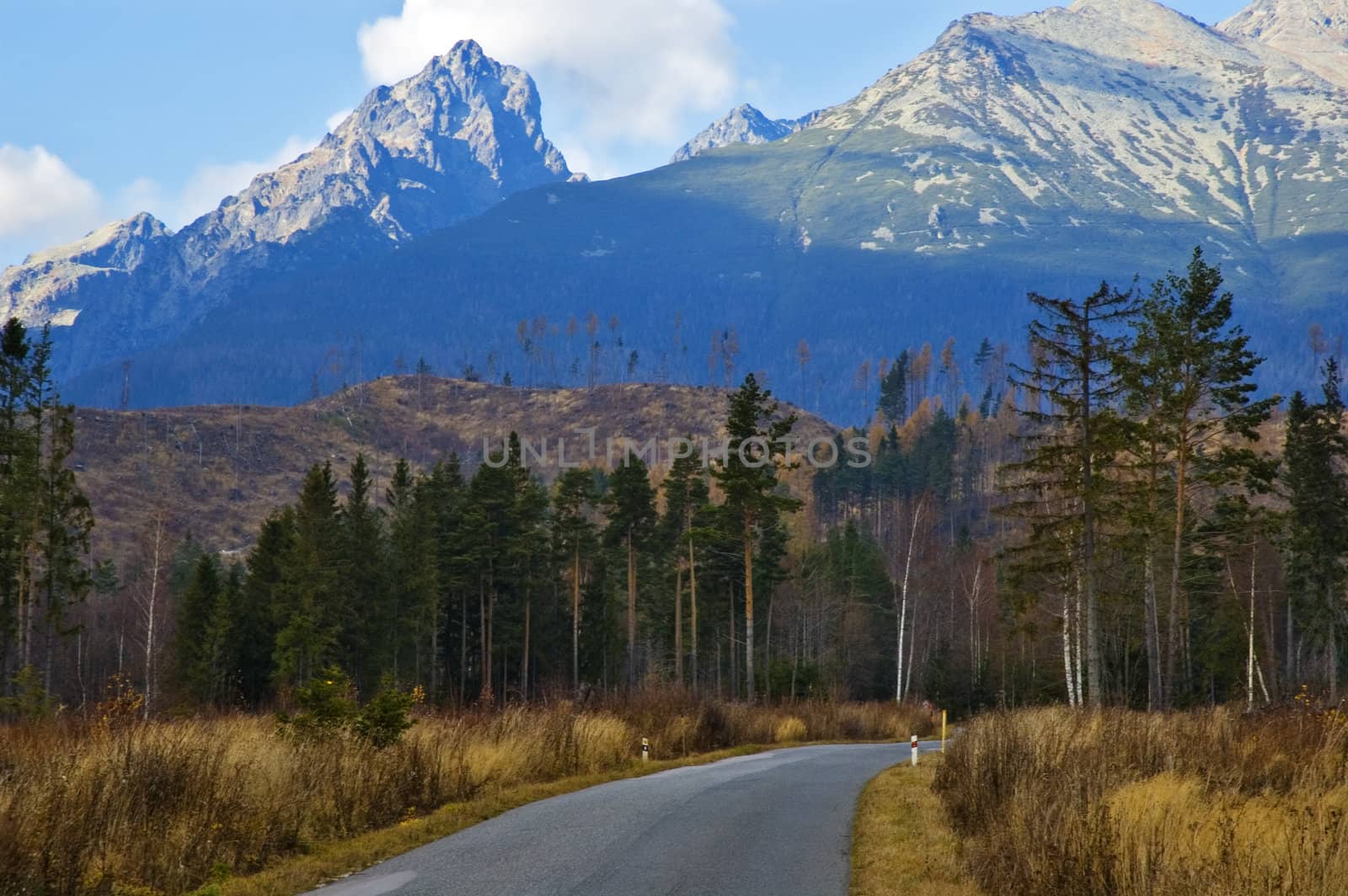 Road in the High Tatras Mountains. 