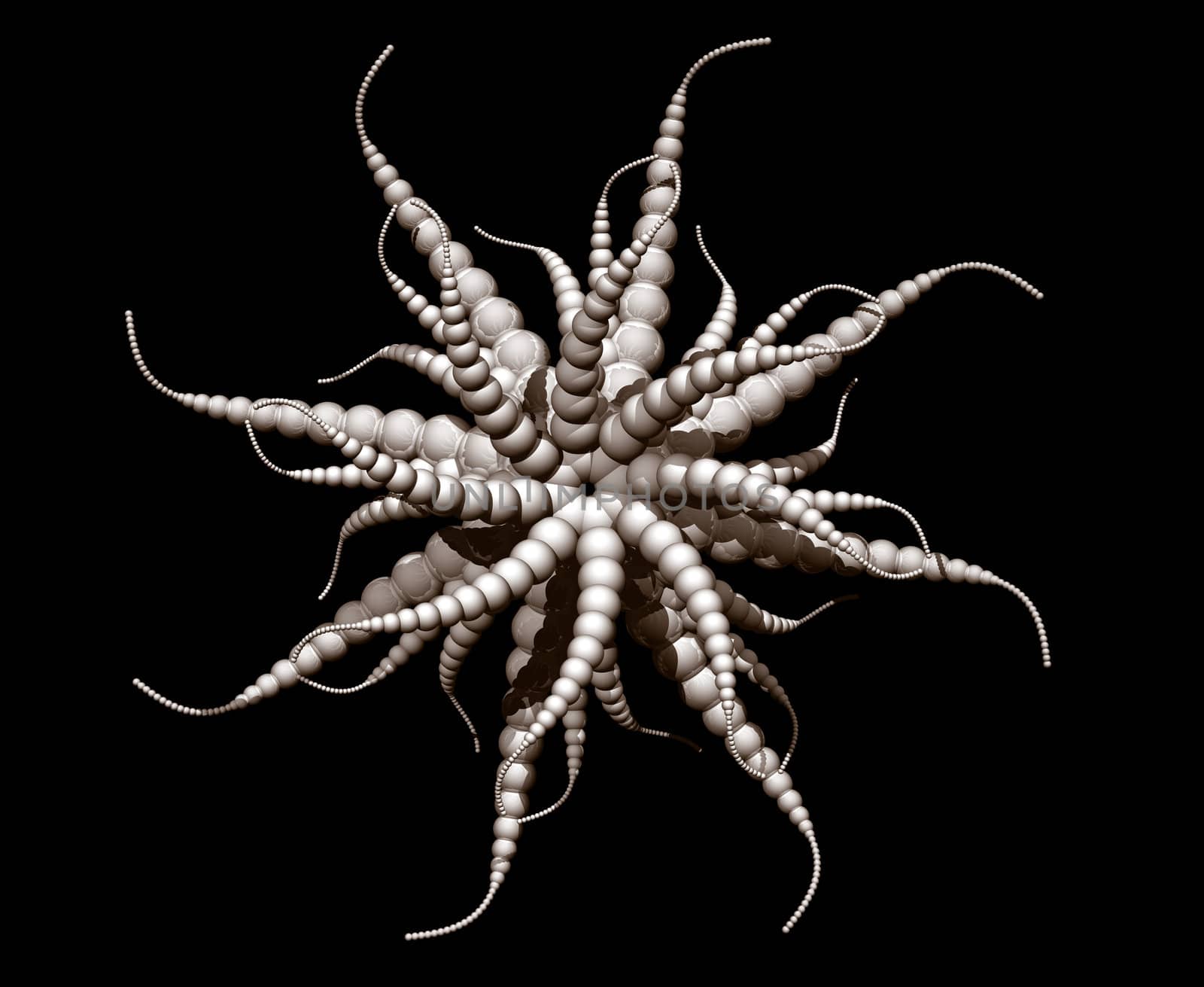 Abstract organic form on black background - 3d illustration