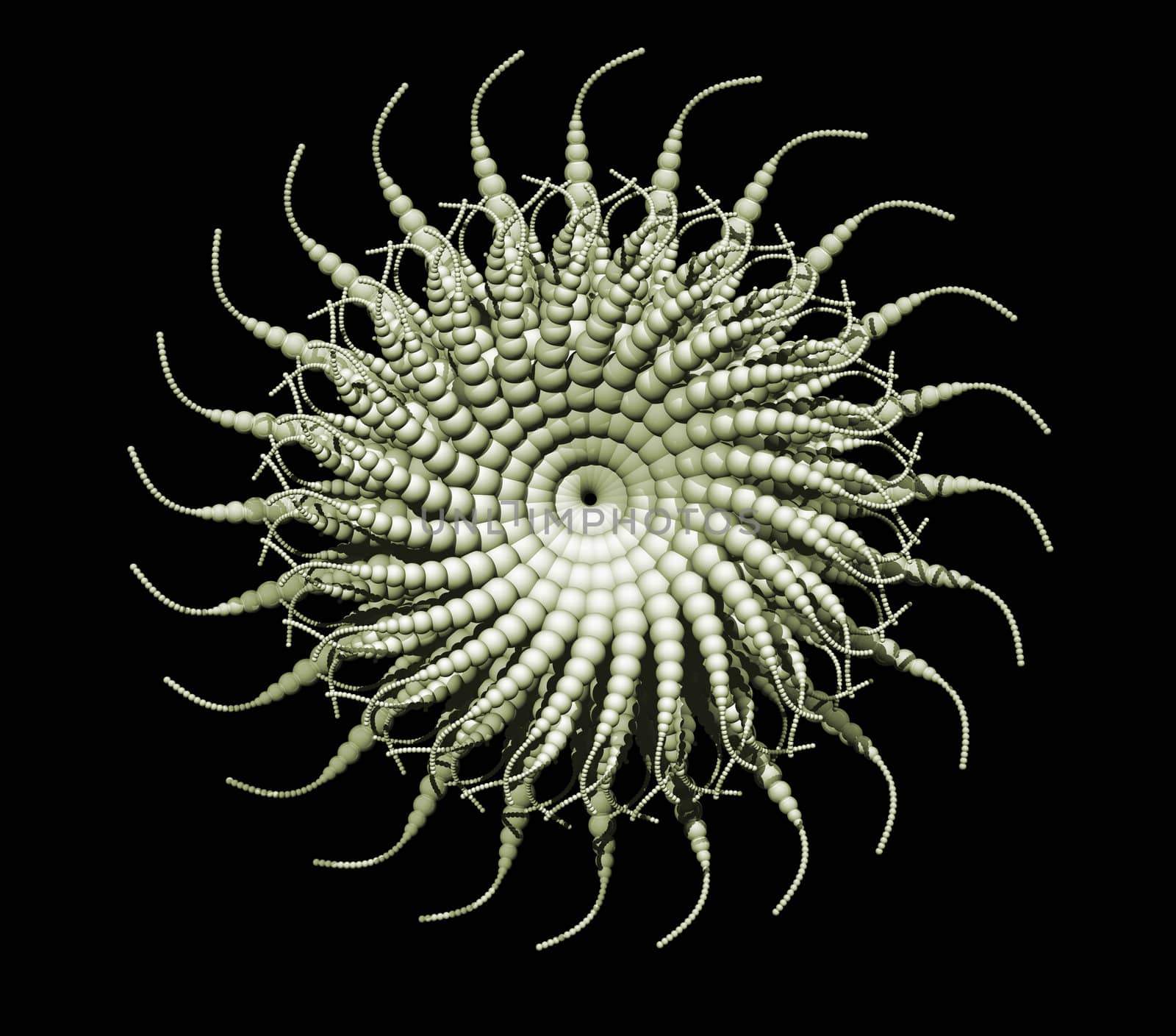Abstract organic form on black background - 3d illustration