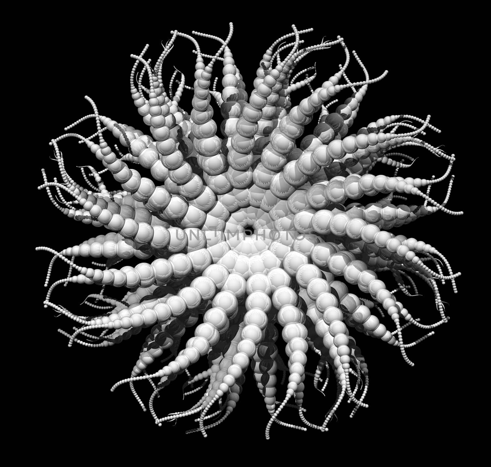 Abstract organic form on black background - 3d illustration