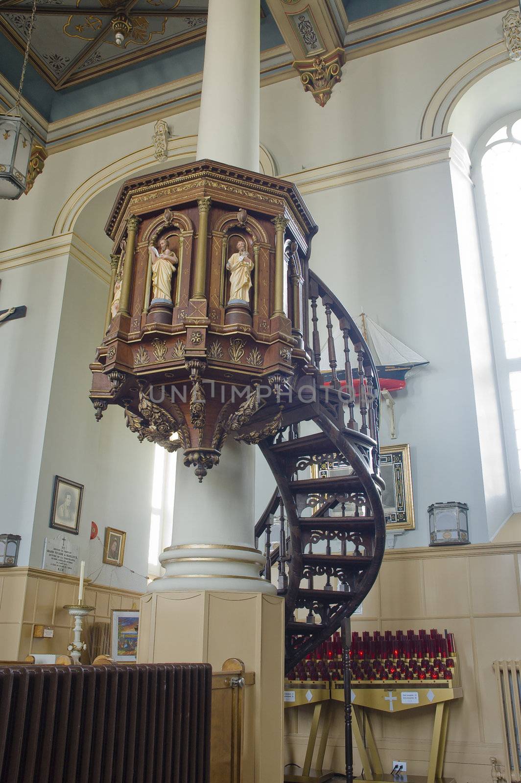 close up view of the architecture inside a church