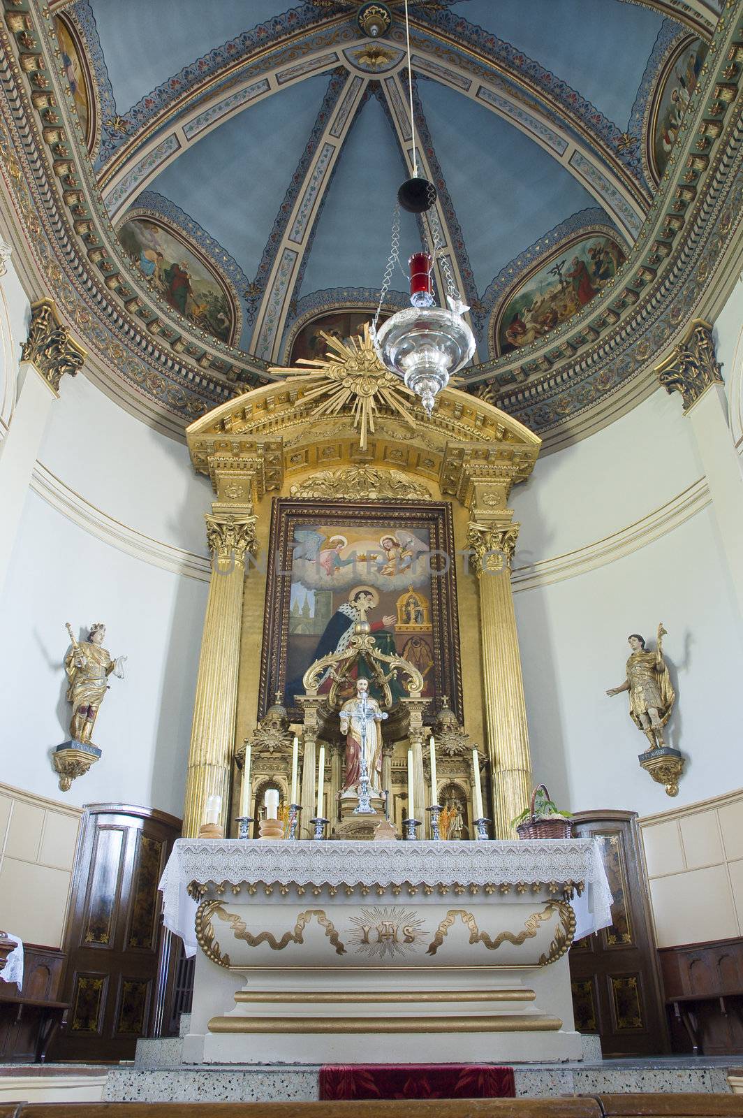 close up view of the architecture inside a church