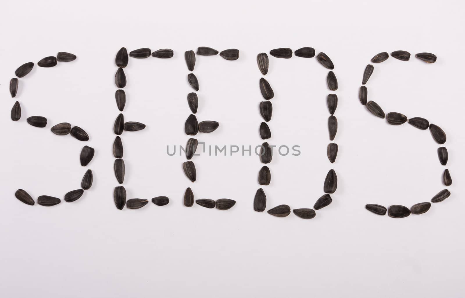 Word SEEDS written by sunflower's seeds
