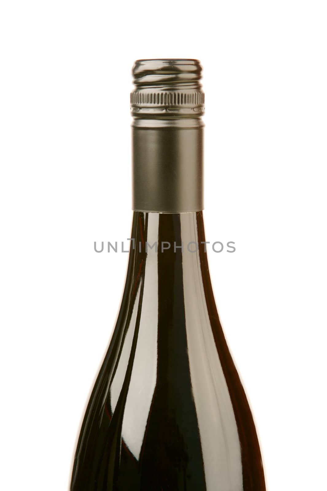 Bottles of red wine isolated against a white background
