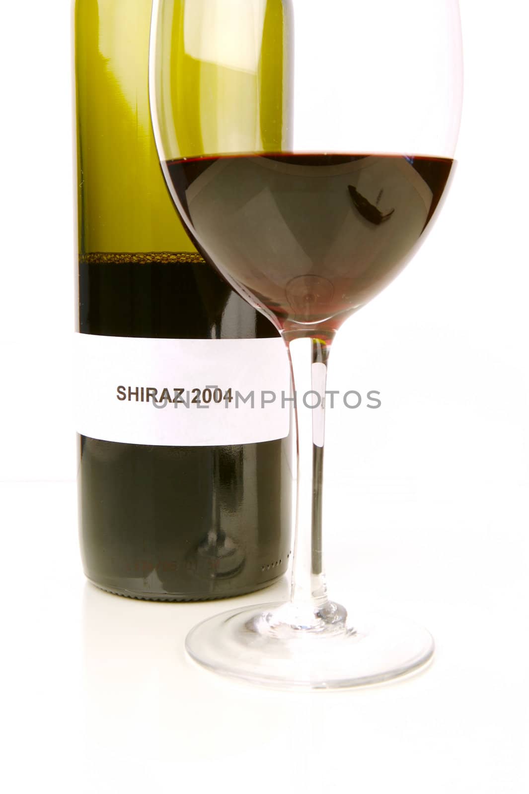 Red and white wine isolated against a white background