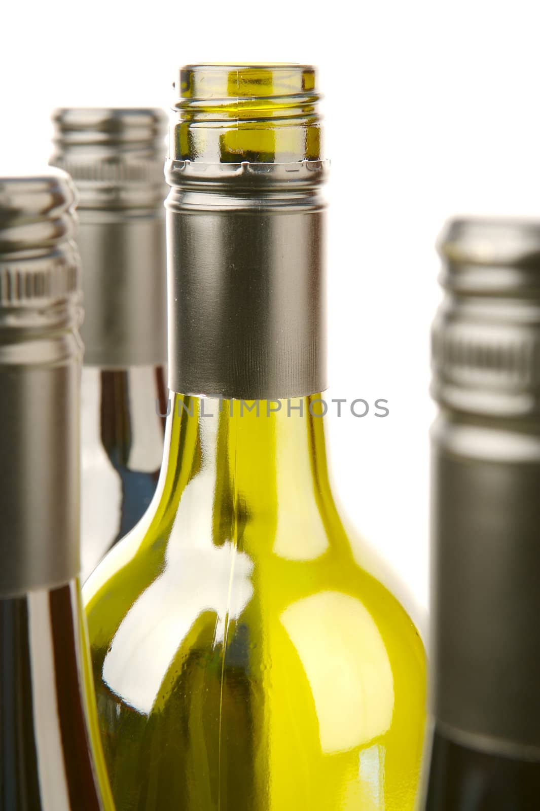 Red and white wine isolated against a white background