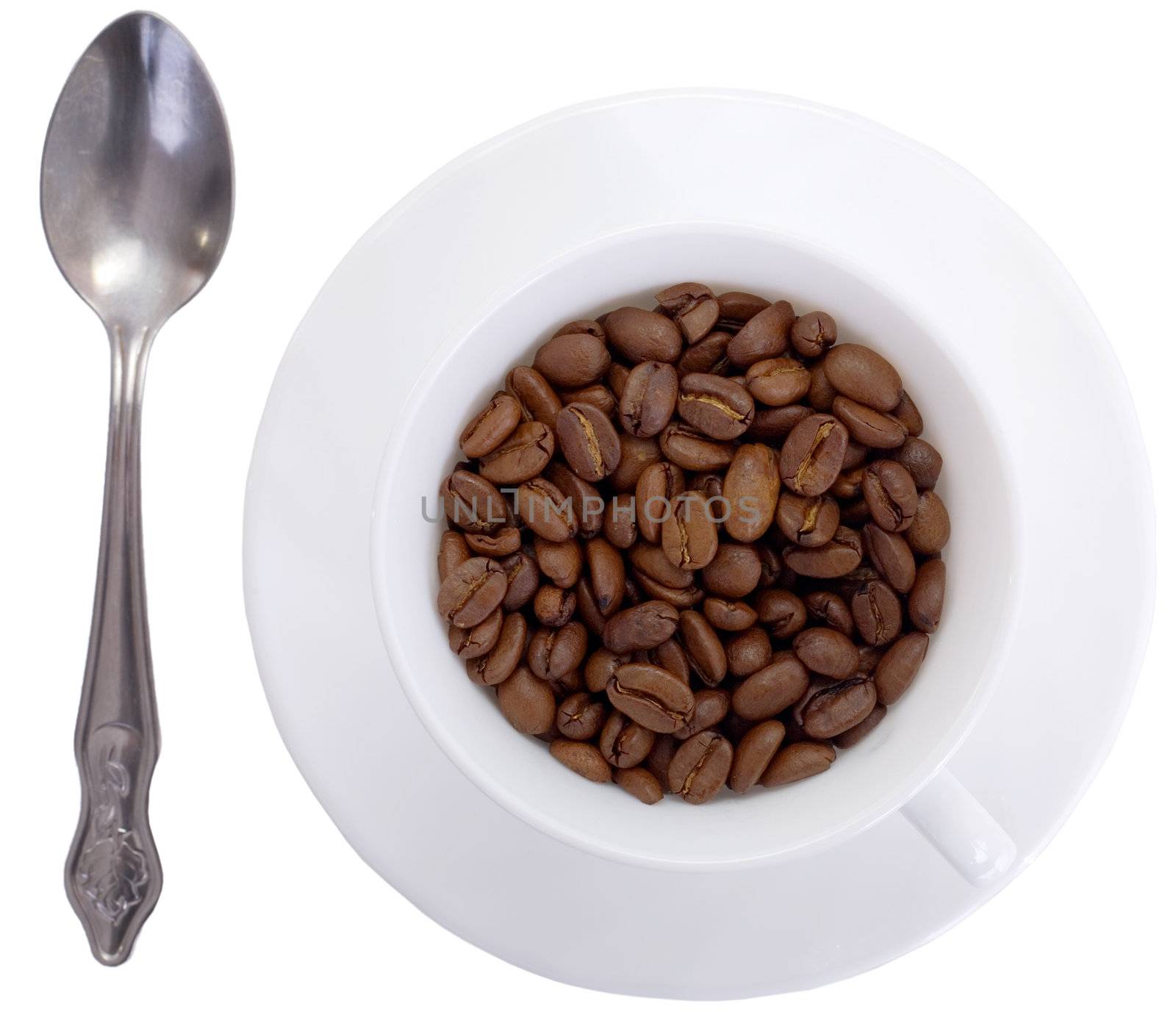 Cup costing on saucer pervaded grain coffee