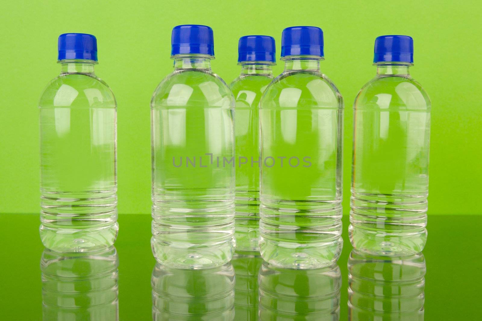 Bottles of bottled water isolated