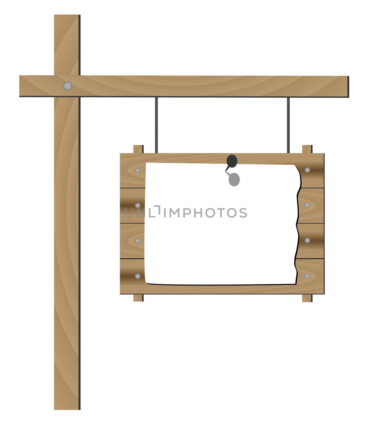 Image of a blank wooden sign isolated on a white background.