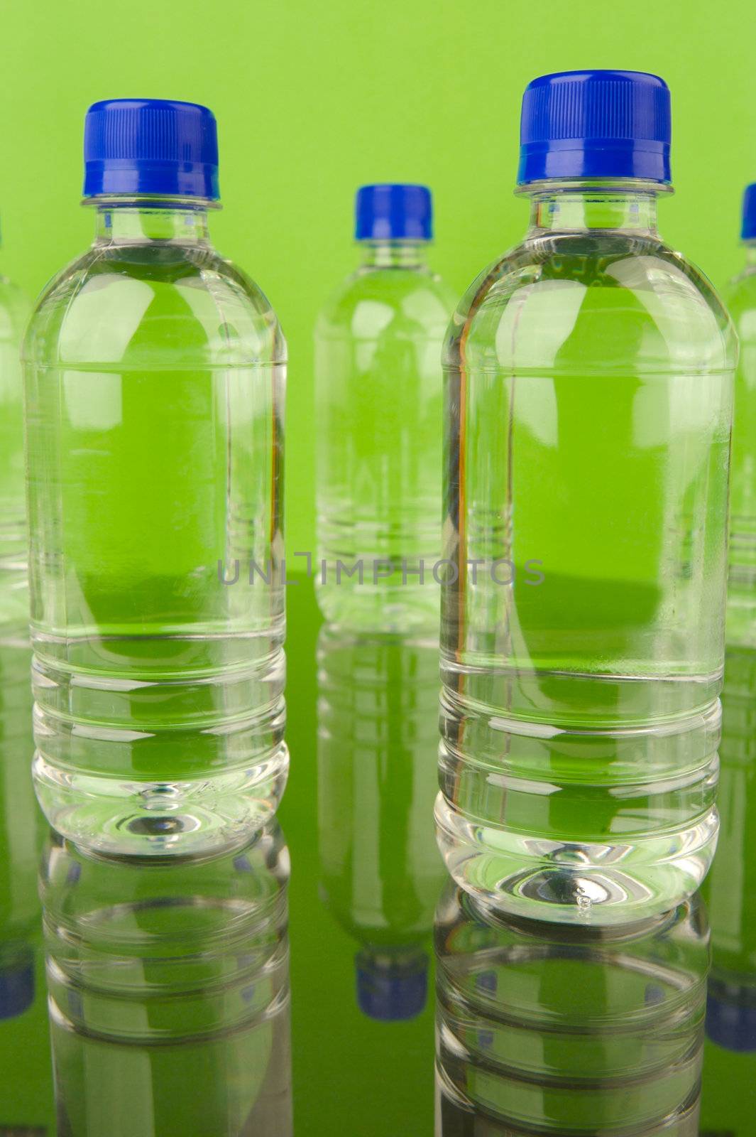Bottles of bottled water isolated