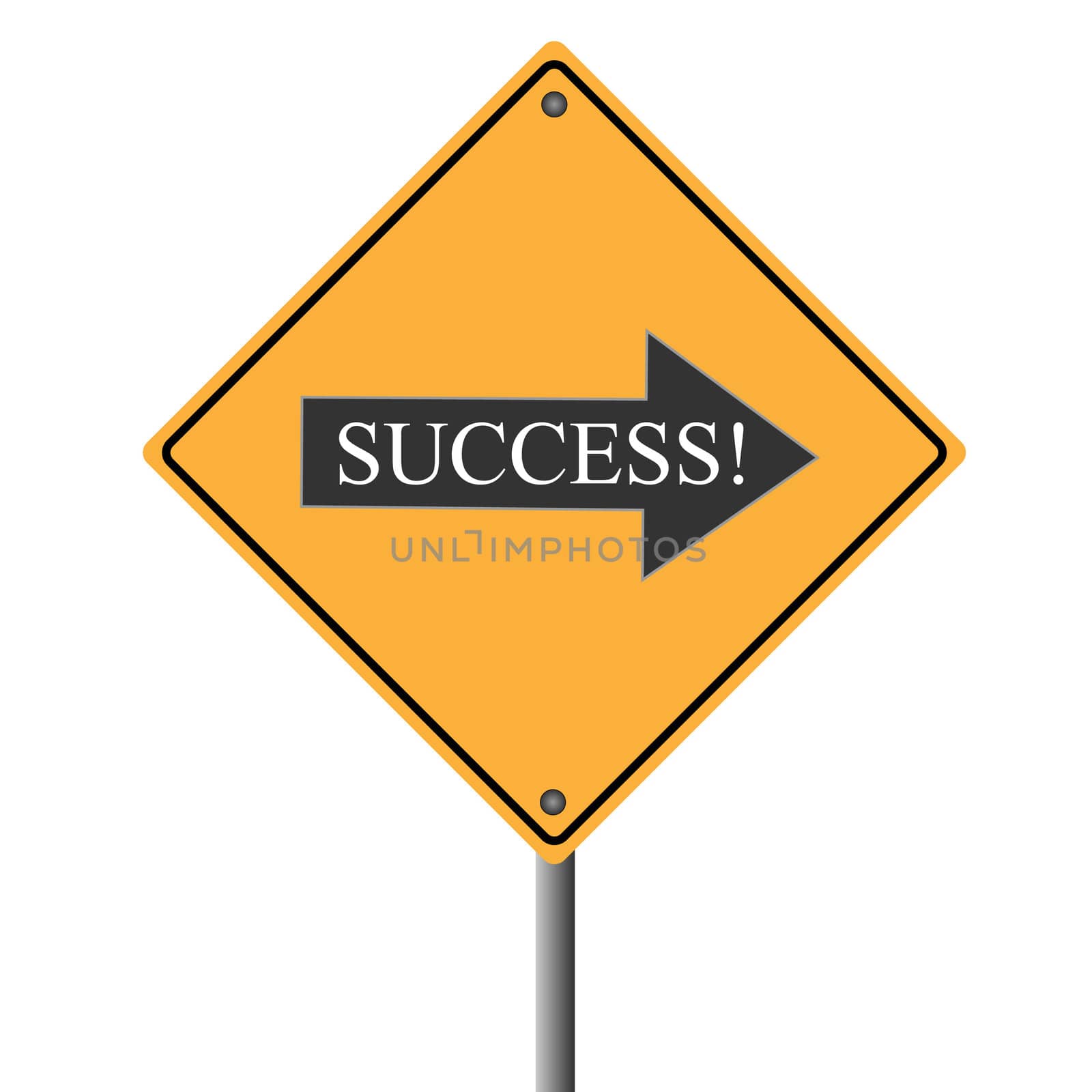 Image of a yellow road sign pointing to "success".