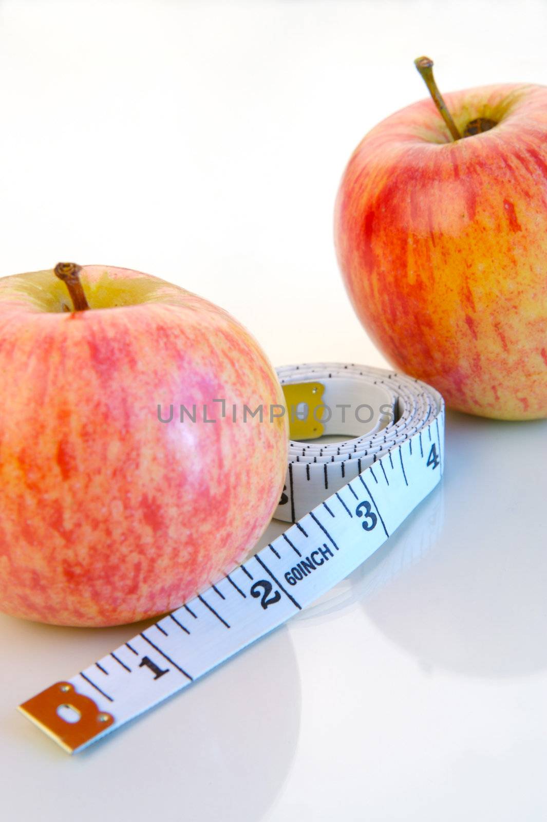 Weight watching healthy living items isolated.