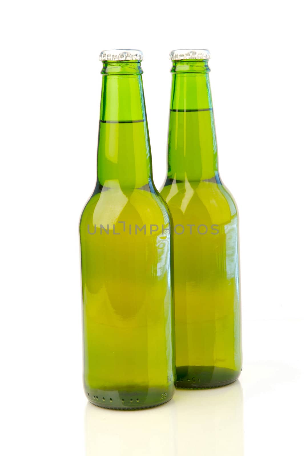 Bottles of beer isolated on a white background