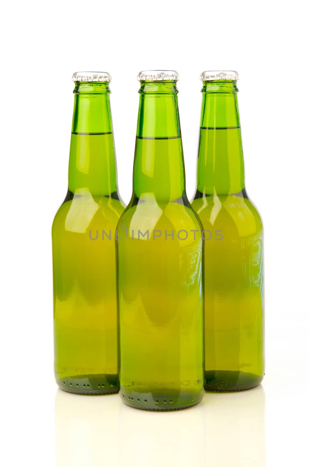 Bottles of beer isolated on a white background
