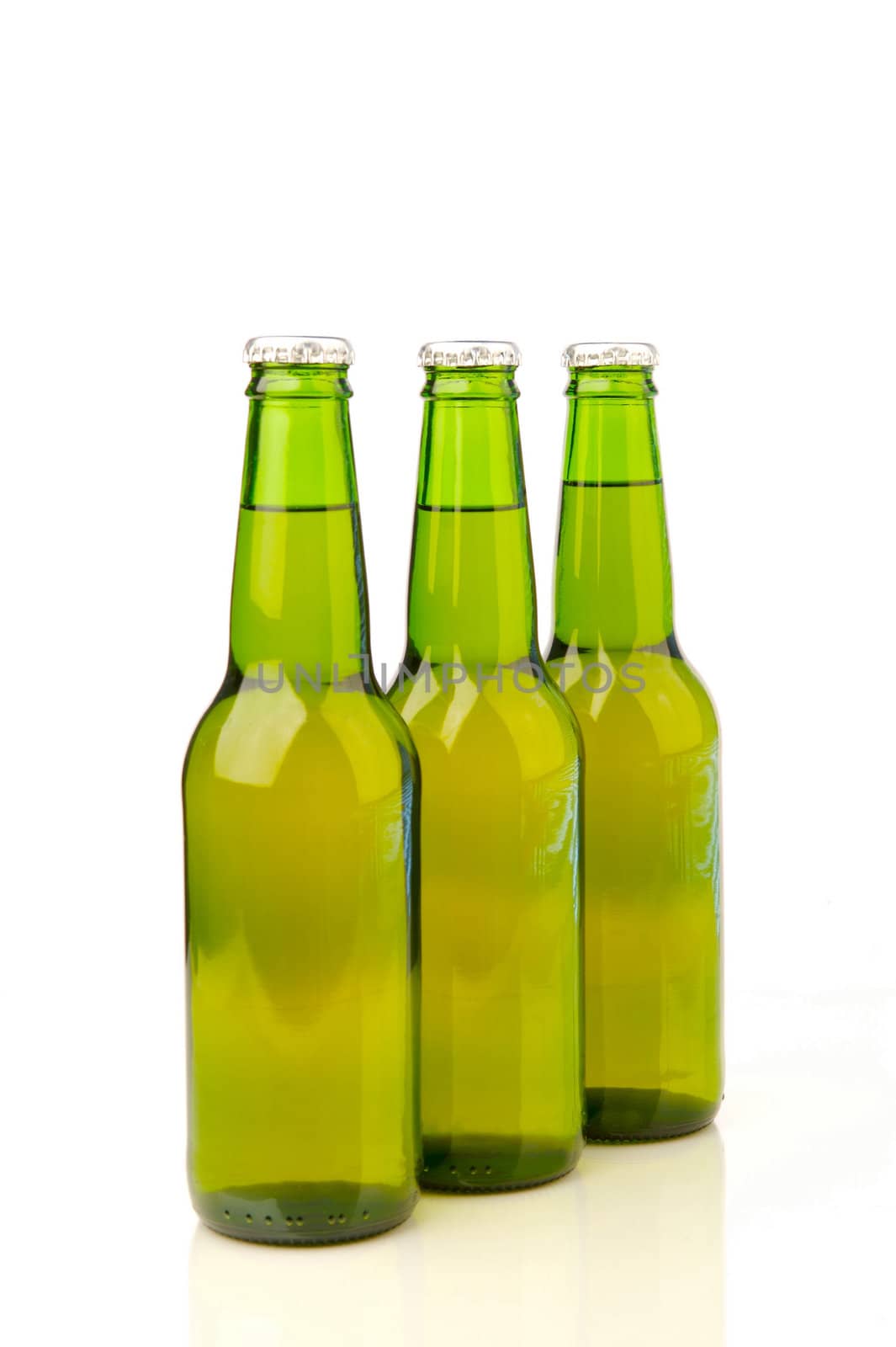 Bottles of beer isolated on a white background