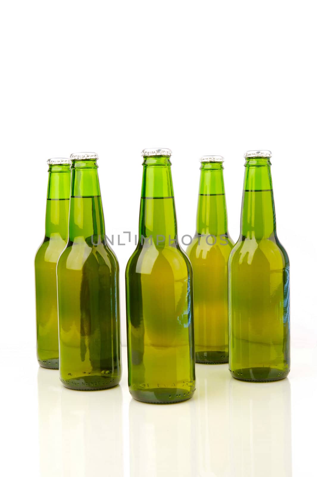 Bottles of beer isolated on a white background