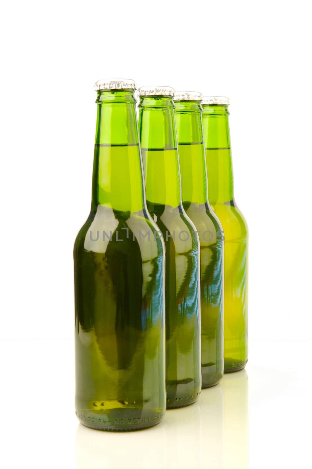 Bottles of beer isolated on a white background