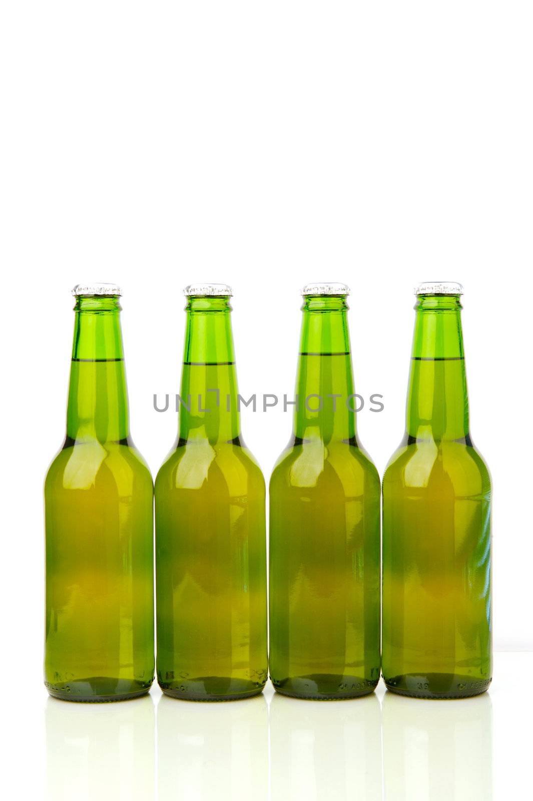 Bottles of beer isolated on a white background
