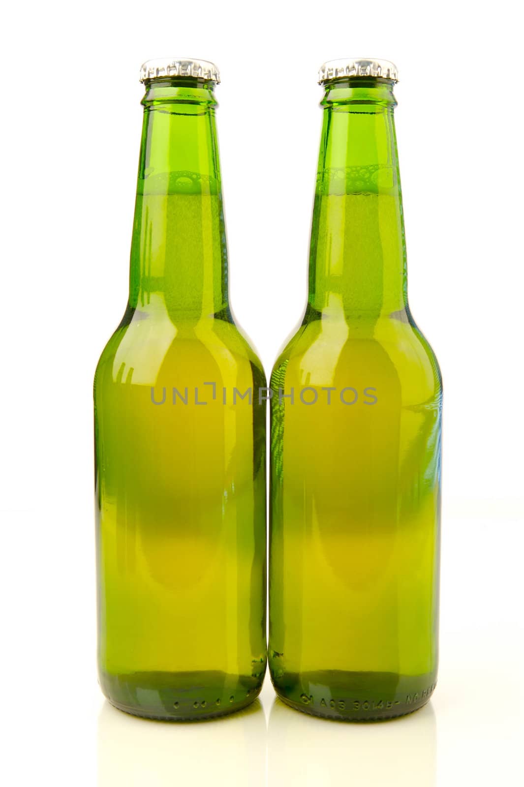 Bottles of beer isolated on a white background