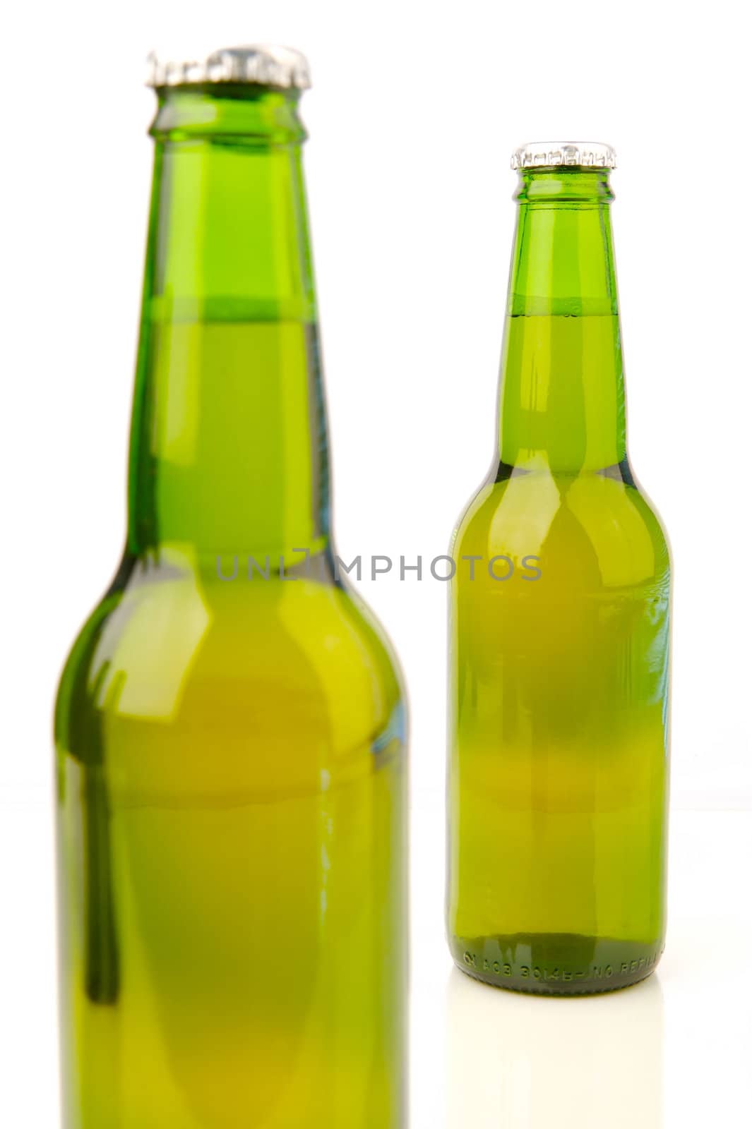 Bottles of beer isolated on a white background