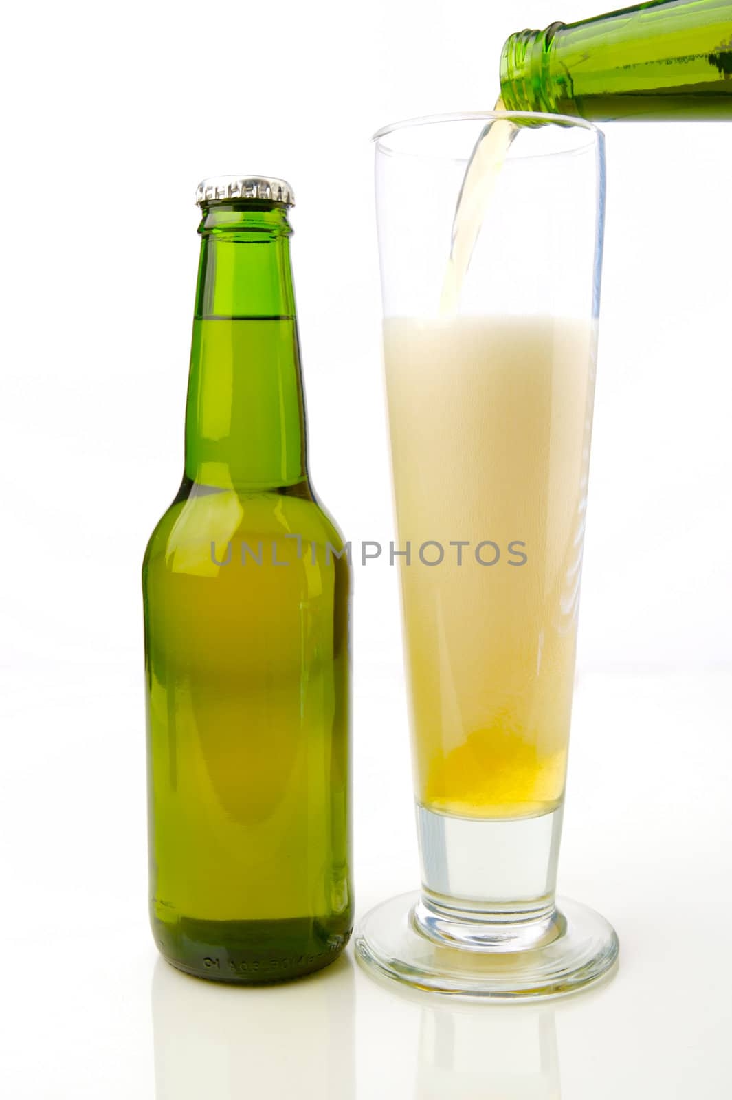 Bottles of beer isolated on a white background