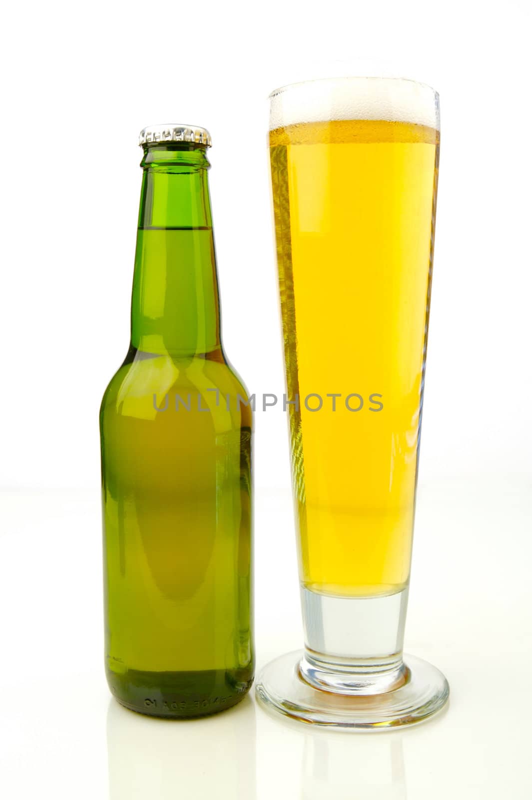 Bottles of beer isolated on a white background