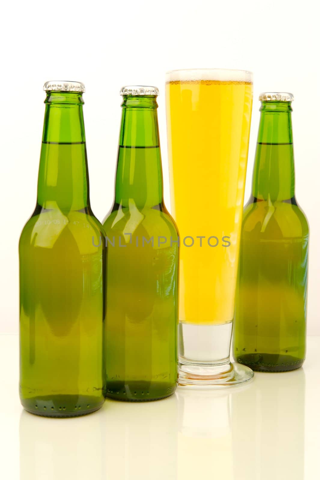 Bottles of beer isolated on a white background