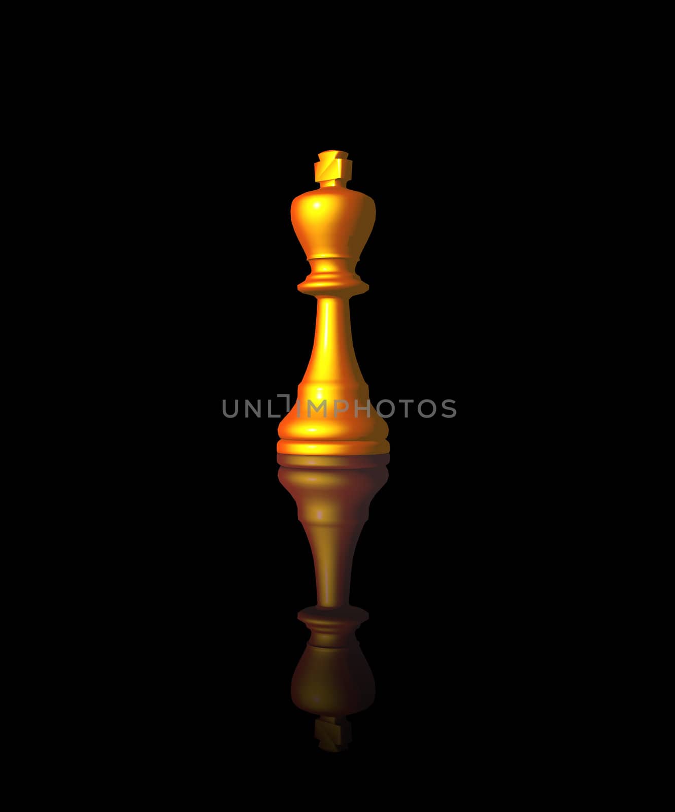 golden chess king on black background - 3d illustration
