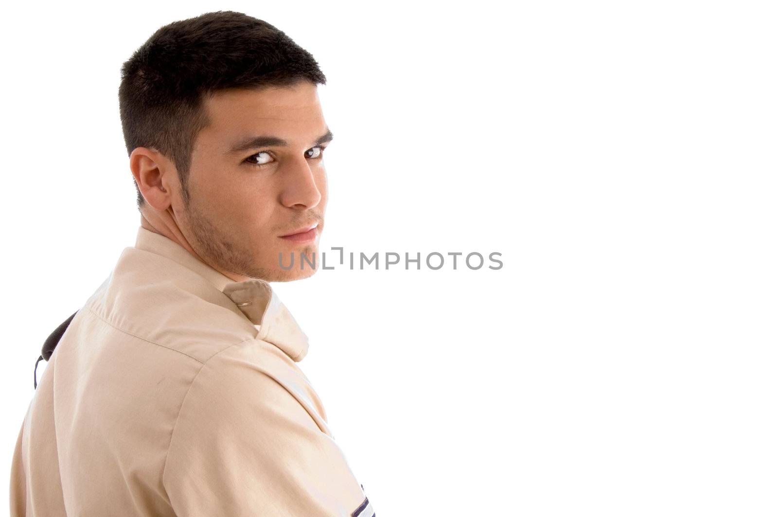 portrait of military male on an isolated background